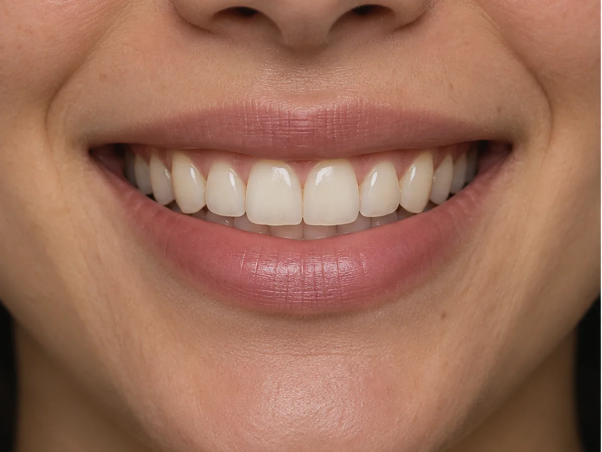 Versão A de um sorriso fictício em simulação visual