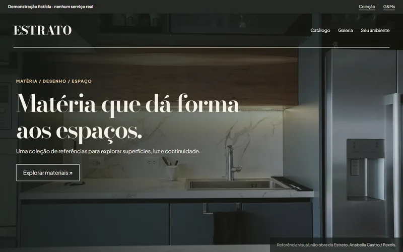 Captura da demonstração fictícia Estrato